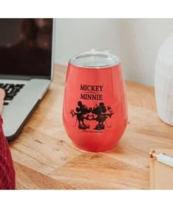 Silver Buffalo Disney Mickey & Minnie Stainless Steel Tumbler with Lid | Holds 10 Ounces