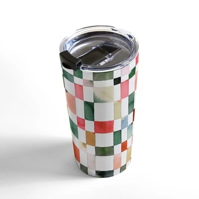 Society6 Ninola Design Watercolor Checker Yuletide 20 oz Stainless Steel Travel Mug - Deny Designs 3 Society6 Ninola Design Watercolor Checker Yuletide 20 oz Stainless Steel Travel Mug - Deny Designs