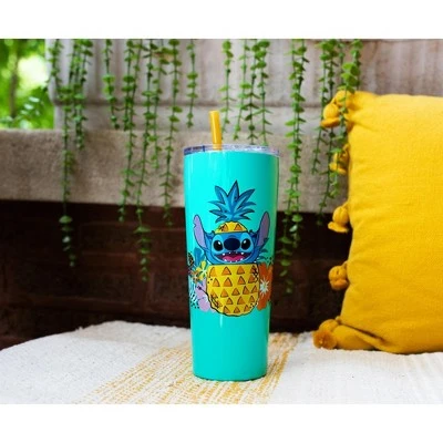 Silver Buffalo Disney Lilo & Stitch Ohana 22oz Stainless Steel Tumbler w/ Straw 4 Silver Buffalo Disney Lilo & Stitch Ohana 22oz Stainless Steel Tumbler w/ Straw - Image 2