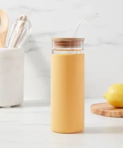 16.9oz Glass Tumbler with Straw & Silicone Sleeve - Threshold™ Asparagus