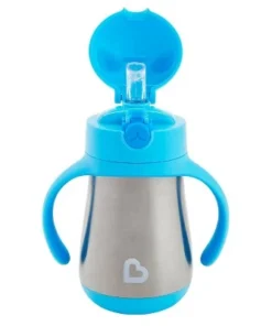 Munchkin Cool Cat Stainless Steel Straw Cup - 8oz Blue