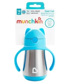 Munchkin Cool Cat Stainless Steel Straw Cup - 8oz Blue -Water Bottles Shop unnamed file 1153