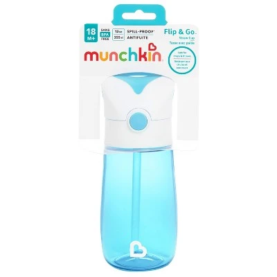 Munchkin Flip & Go Straw Cup - 12oz Blue 6 Munchkin Flip & Go Straw Cup - 12oz Blue - Image 4