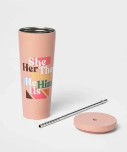 24oz Tumbler with Straw Pronouns Multicolor - Pride