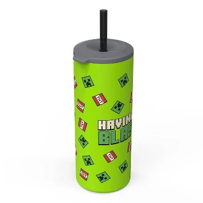 Minecraft 16oz Stainless Steel Double Wall Straw Tumbler - Zak Designs 3 Minecraft 16oz Stainless Steel Double Wall Straw Tumbler - Zak Designs