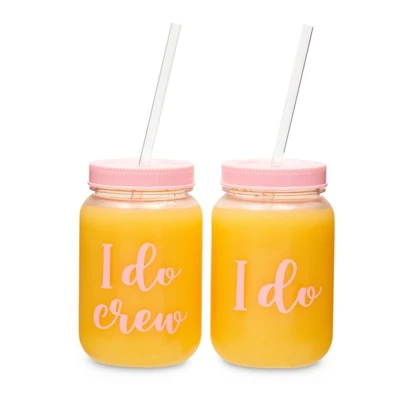 Blue Panda I Do Crew Plastic Mason Jars for Bachelorette Party, Bridal Shower, 12 Piece Set 5 Blue Panda I Do Crew Plastic Mason Jars for Bachelorette Party, Bridal Shower, 12 Piece Set - Image 3