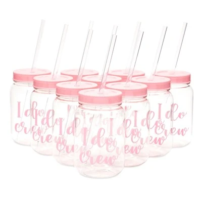 Blue Panda I Do Crew Plastic Mason Jars for Bachelorette Party, Bridal Shower, 12 Piece Set 9 Blue Panda I Do Crew Plastic Mason Jars for Bachelorette Party, Bridal Shower, 12 Piece Set - Image 7