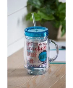 Evergreen Big Heart, Double Wall Mason Jar w/straw, 20 oz.