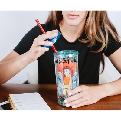Silver Buffalo Avatar: The Last Airbender Trio Carnival Cup With Lid And Straw | 20 Ounces 4 Silver Buffalo Avatar: The Last Airbender Trio Carnival Cup With Lid And Straw | 20 Ounces - Image 2