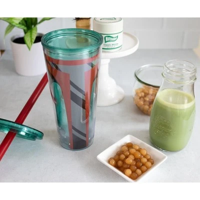 Silver Buffalo Star Wars Boba Fett Plastic Carnival Cup with Lid and Straw | 24 Ounces 4 Silver Buffalo Star Wars Boba Fett Plastic Carnival Cup with Lid and Straw | 24 Ounces - Image 2