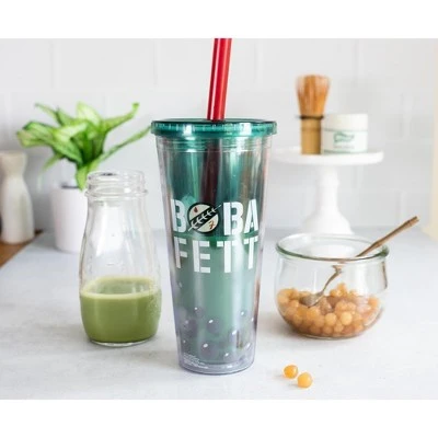 Silver Buffalo Star Wars Boba Fett Plastic Carnival Cup with Lid and Straw | 24 Ounces 7 Silver Buffalo Star Wars Boba Fett Plastic Carnival Cup with Lid and Straw | 24 Ounces - Image 5