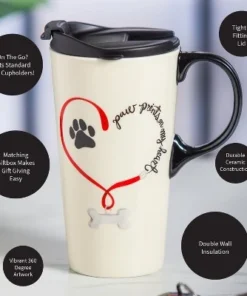 Evergreen Paw Prints Dog Ceramic Travel Coffee Mug, 17 ounces -Water Bottles Shop unnamed file 2237