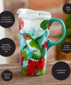 Evergreen Hummingbird Trio Ceramic Travel Coffee Mug, 17 ounces 9 Evergreen Hummingbird Trio Ceramic Travel Coffee Mug, 17 ounces -Water Bottles Shop unnamed file 2434