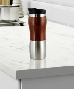 Gibson Home Monaco Cafe 15 Ounce Stainless Steel Thermal Insulated Travel Mug Cup with Lid