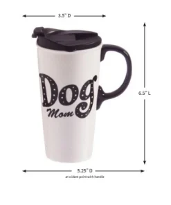 Evergreen Ceramic Travel Cup w/Box, 17 oz., Dog Mom