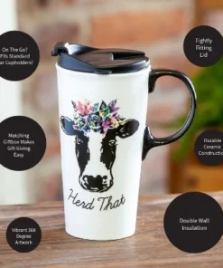 Evergreen Ceramic Travel Cup, 17 OZ. ,w/box, Herd That -Water Bottles Shop unnamed file 2580