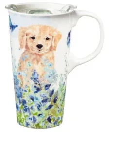 Evergreen Ceramic Travel Cup, 17 OZ. ,w/box and Tritan Lid, Puppies in the meadow -Water Bottles Shop unnamed file 2600