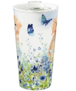 Evergreen Ceramic Travel Cup, 17 OZ. ,w/box and Tritan Lid, Puppies in the meadow -Water Bottles Shop unnamed file 2601