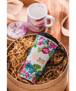 Evergreen Beautiful Mom Metallic Ceramic Travel Cup with Lid - 5 x 4 x 7 Inches