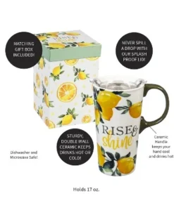 Evergreen Flag Ceramic Travel Cup, 17 OZ. ,w/box and Tritan Lid, Lemon Drop Collection -Water Bottles Shop unnamed file 2639