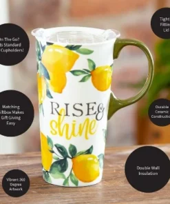 Evergreen Flag Ceramic Travel Cup, 17 OZ. ,w/box and Tritan Lid, Lemon Drop Collection -Water Bottles Shop unnamed file 2640