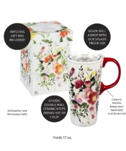 Evergreen Flag Ceramic Travel Cup, 17 OZ. ,w/box and Tritan Lid, Happy Life -Water Bottles Shop unnamed file 2646