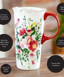 Evergreen Flag Ceramic Travel Cup, 17 OZ. ,w/box and Tritan Lid, Happy Life -Water Bottles Shop unnamed file 2647