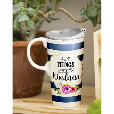Evergreen Ceramic Travel Cup, 17 Oz., w/ box, Do All Things With Kindness 4 Evergreen Ceramic Travel Cup, 17 Oz., w/ box, Do All Things With Kindness - Image 2