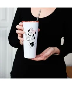 Mickey Mouse & Friends Silver Buffalo Disney Minnie & Mickey Kiss Hearts Stainless Steel Tumbler | Holds 22 Ounces -Water Bottles Shop unnamed file 323