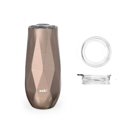 Zak Designs 9oz Fractal Double Wall Stainless Steel Flute Tumbler - Rose Gold 4 Zak Designs 9oz Fractal Double Wall Stainless Steel Flute Tumbler - Rose Gold - Image 2