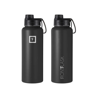 IRON FLASK 40oz Wide Mouth Sports Water Bottle - 3 Lids, Leak Proof, Double Walled Vacuum Insulated Midnight Black 4 IRON FLASK 40oz Wide Mouth Sports Water Bottle - 3 Lids, Leak Proof, Double Walled Vacuum Insulated Midnight Black - Image 2