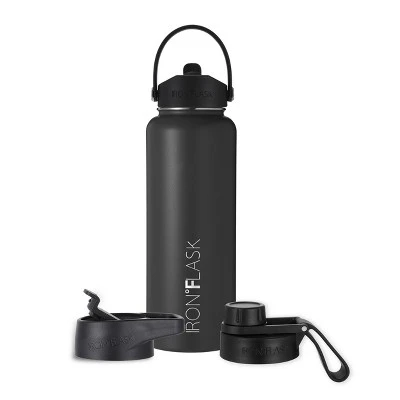 IRON FLASK 40oz Wide Mouth Sports Water Bottle - 3 Lids, Leak Proof, Double Walled Vacuum Insulated Midnight Black 7 IRON FLASK 40oz Wide Mouth Sports Water Bottle - 3 Lids, Leak Proof, Double Walled Vacuum Insulated Midnight Black - Image 5