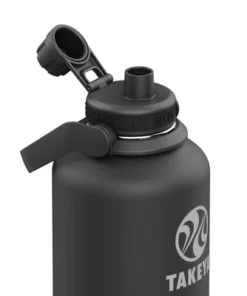 Takeya 64oz Actives Insulated Stainless Steel Water Bottle with Sport Spout Lid and Extra Large Carry Handle Black