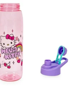 Silver Buffalo Sanrio Hello Kitty Rainbow Treats and Stars Water Bottle with Lid | 28 Ounces