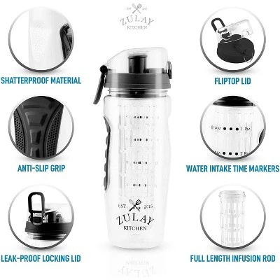 Zulay Kitchen Portable Water Bottle with Fruit Infuser for Healthy & Delicious Hydration 34oz with Insulation Sleeve 3 Zulay Kitchen Portable Water Bottle with Fruit Infuser for Healthy & Delicious Hydration 34oz with Insulation Sleeve