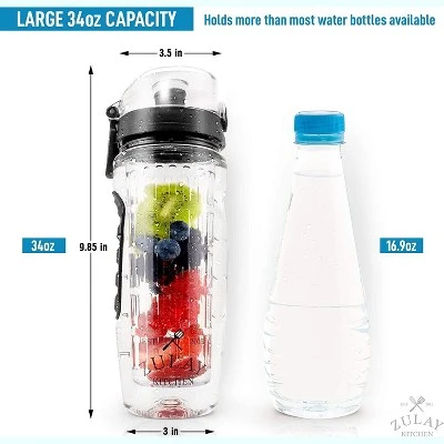 Zulay Kitchen Portable Water Bottle with Fruit Infuser for Healthy & Delicious Hydration 34oz with Insulation Sleeve 6 Zulay Kitchen Portable Water Bottle with Fruit Infuser for Healthy & Delicious Hydration 34oz with Insulation Sleeve - Image 4