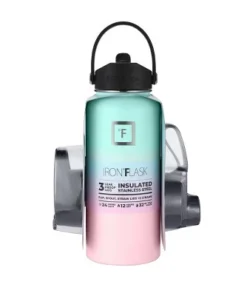 IRON FLASK 32oz Wide Mouth Sports Water Bottle - 3 Lids, Leak Proof, Double Walled Vacuum Insulated Bubble Gum