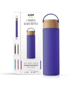 JoyJolt Glass Water Bottle with Carry Strap & Non Slip Silicone Sleeve - 20 oz - Purple -Water Bottles Shop unnamed file 4349
