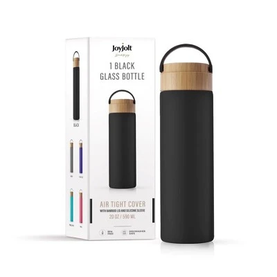 JoyJolt Glass Water Bottle with Carry Strap & Non Slip Silicone Sleeve - 20 oz - Black 8 JoyJolt Glass Water Bottle with Carry Strap & Non Slip Silicone Sleeve - 20 oz - Black - Image 6