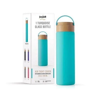 JoyJolt Glass Water Bottle with Carry Strap & Non Slip Silicone Sleeve - 20 oz - Turquoise 8 JoyJolt Glass Water Bottle with Carry Strap & Non Slip Silicone Sleeve - 20 oz - Turquoise - Image 6