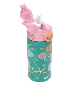 Zak Designs 14 oz Kids Water Bottle Stainless Steel Vacuum Insulated for Cold Drinks, Indoor/Outdoor
