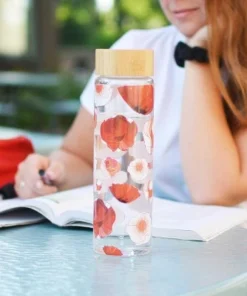 GROSCHE VENICE Eco-Friendly Glass Water Bottle with Bamboo lid and Protective Sleeve, 22.6 fl oz Capacity, Red Poppy 12 GROSCHE VENICE Eco-Friendly Glass Water Bottle with Bamboo lid and Protective Sleeve, 22.6 fl oz Capacity, Red Poppy -Water Bottles Shop unnamed file 4684