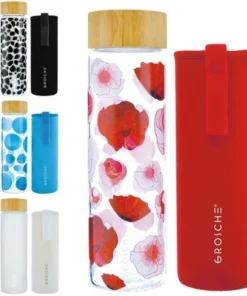GROSCHE VENICE Eco-Friendly Glass Water Bottle with Bamboo lid and Protective Sleeve, 22.6 fl oz Capacity, Red Poppy 13 GROSCHE VENICE Eco-Friendly Glass Water Bottle with Bamboo lid and Protective Sleeve, 22.6 fl oz Capacity, Red Poppy -Water Bottles Shop unnamed file 4685