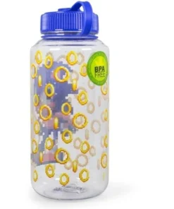 Just Funky Sonic The Hedgehog Gold Rings Plastic Water Bottle | Holds 32 Ounces