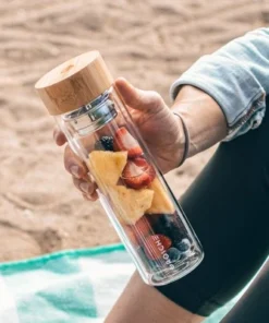 GROSCHE COPENHAGEN Double Walled Glass Tea Infuser Water Bottle, Insulated Bottle with Protective Sleeve, 14.3 fl oz. Capacity -Water Bottles Shop unnamed file 4864