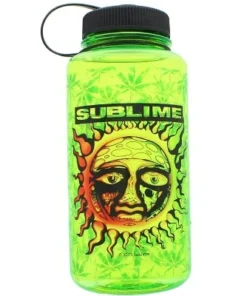 Toynk Just Funky Sublime Sun Logo 35oz Green Plastic Water Bottle w Screw Down Lid
