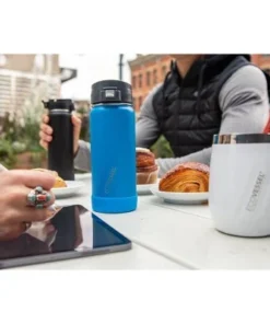 EcoVessel 16oz Perk Insulated Coffee Travel Mug Tumbler with Steel Tea Strainer - Black