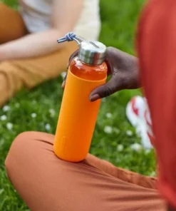 Black+blum Black + Blum Glass Water Bottle with Orange Sleeve