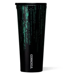 Corkcicle 24 Ounce The Matrix Binary Code Tumbler Stainless Steel Triple Insulated Water Bottle with Sliding Shatter Proof Lid and Slip Proof Bottom