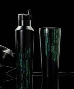 Corkcicle 24 Ounce The Matrix Binary Code Tumbler Stainless Steel Triple Insulated Water Bottle with Sliding Shatter Proof Lid and Slip Proof Bottom -Water Bottles Shop unnamed file 554